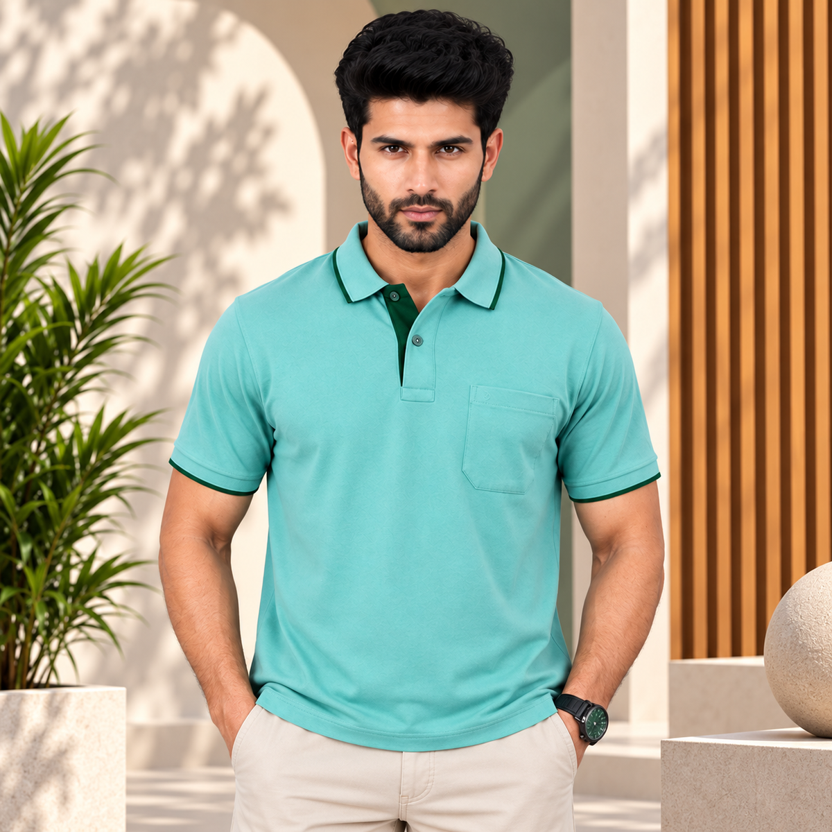 Combo of Premium Aqua Green Polo , Lavender T-Shirt , Peacock Green Full Sleeve T-Shirt