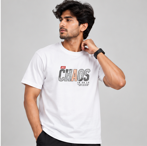 Crew Neck T-Shirt Cotton White Printed