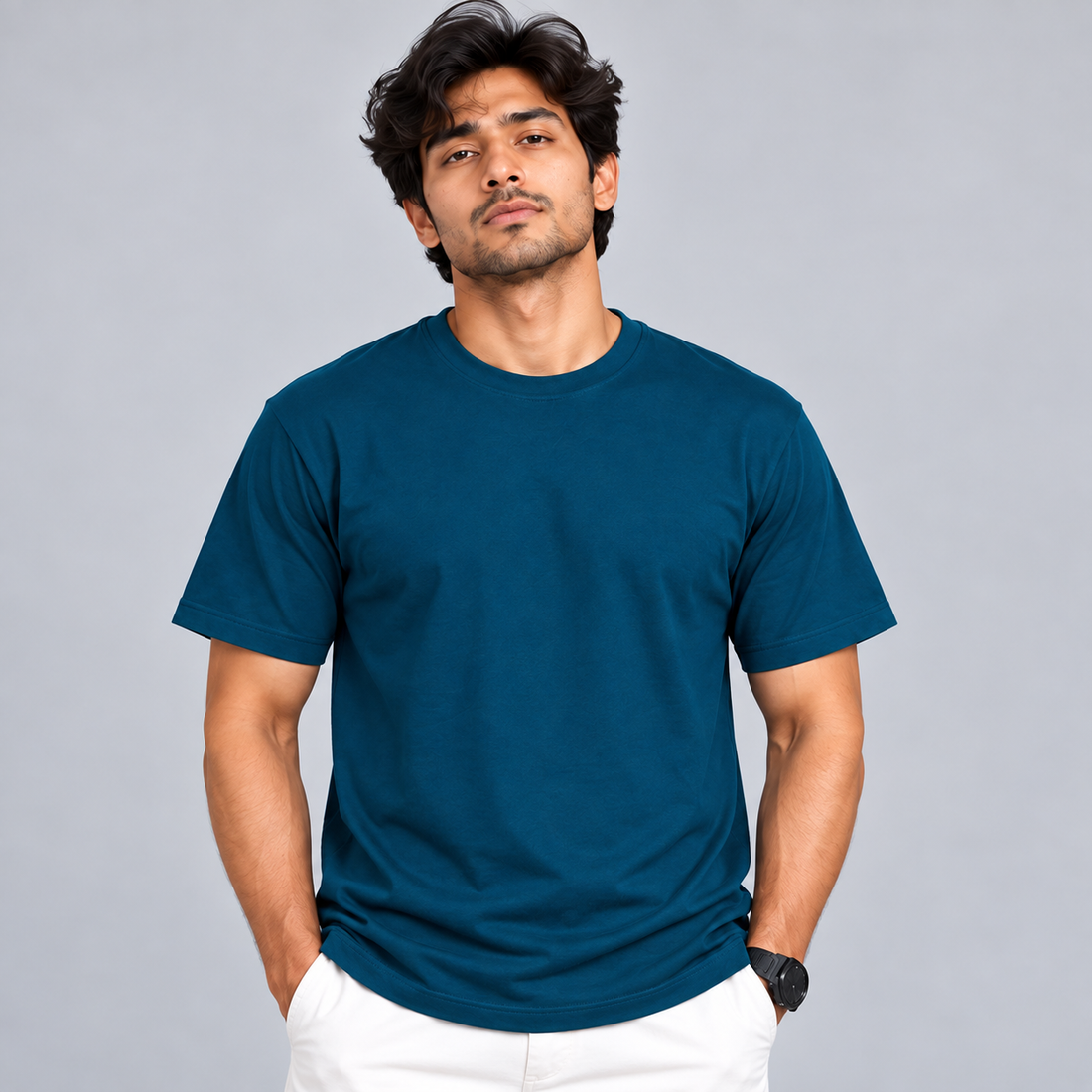 Crew Neck T-Shirt Cotton Combo Peacock Green , Mustard Yellow , Maroon Plain