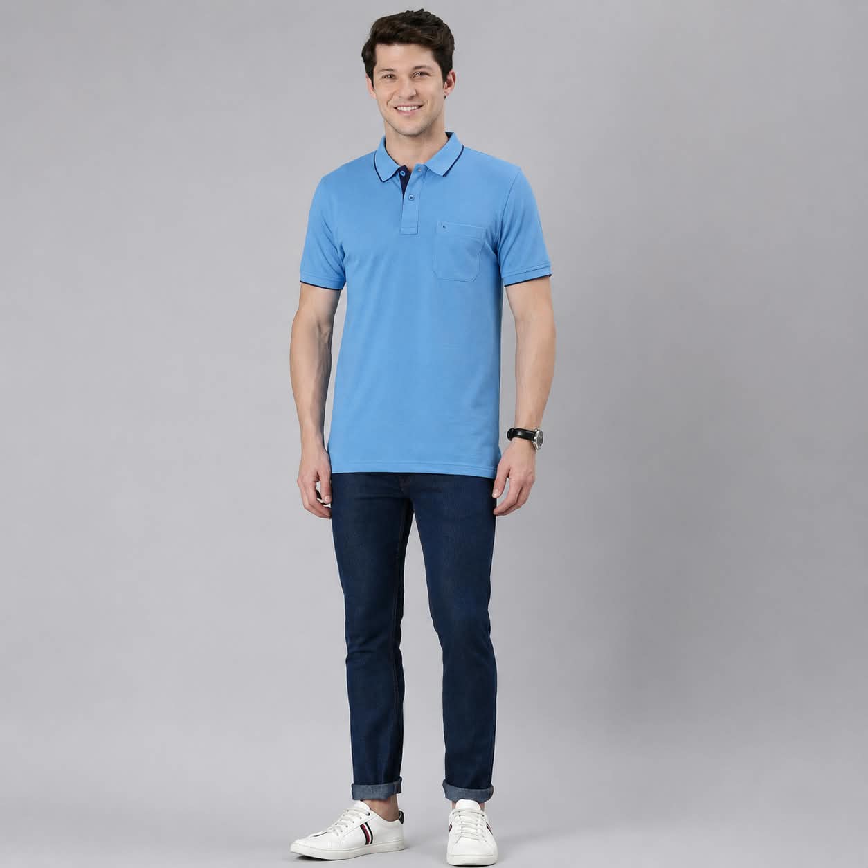 Polo Cotton Blue with Pocket