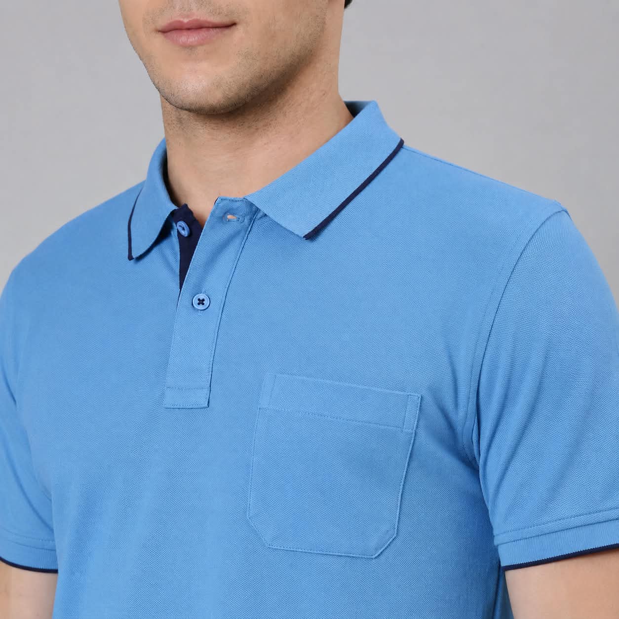 Polo Cotton Blue with Pocket