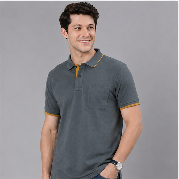 Polo Cotton Grey with Pocket